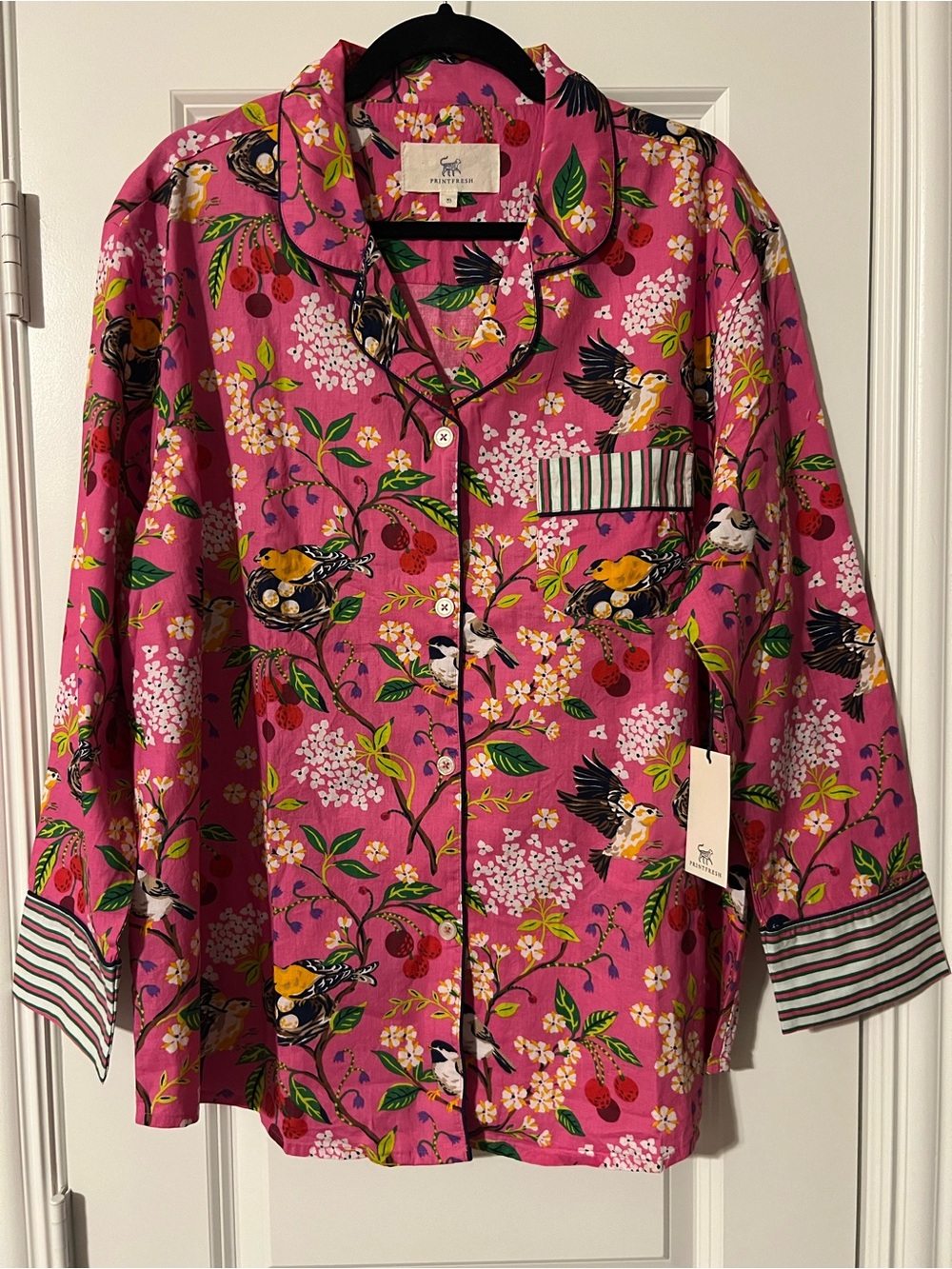 PRINTFRESH Bird Blossom Pajama Top